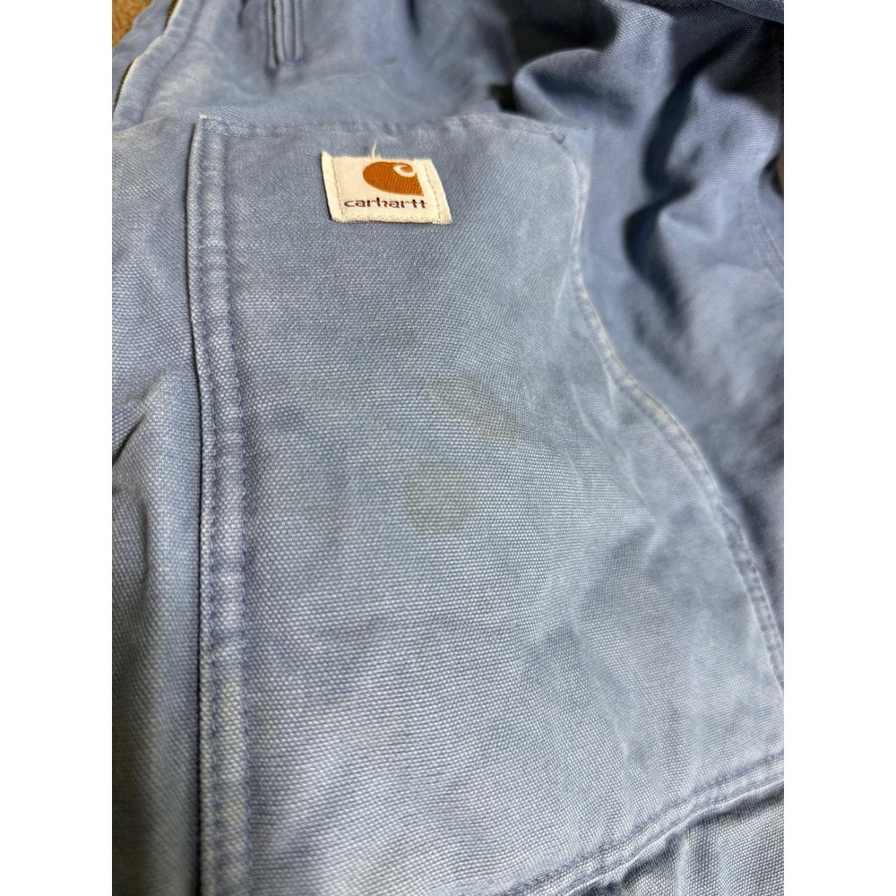 Carhartt Mens Sandstone Sherpa Lined Detroit Jacket Blue Cotton Duck Canvas - Picture 7 of 16